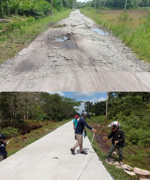 Jalan Akses Utama Tiga Desa di Kecamatan Merbau Disemenisasi Sepanjang 7 Kilometer