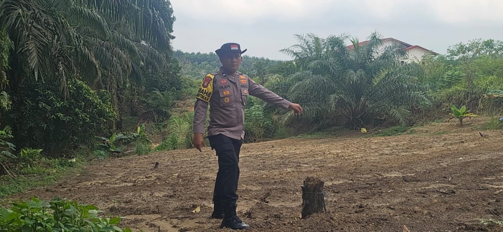 Polsek Minas Dampingi Persiapan Lahan Jagung Program Ketahanan Pangan, Kelompok Tani Mulai Bersihkan Lahan 0,5 Hektare