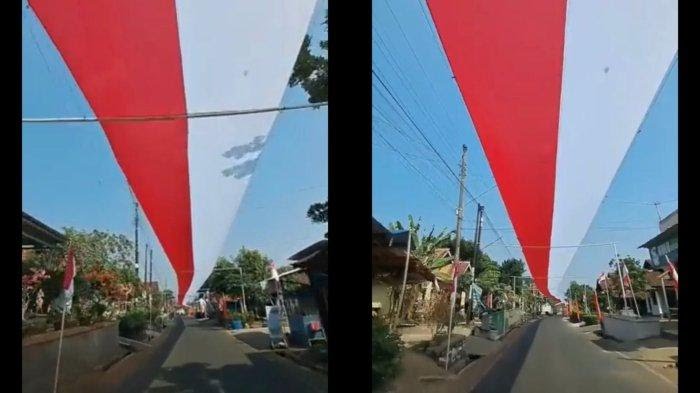 Viral, Demi Peringatan HUT RI ke-78 Warga Desa Tegal Hiasi Jalan Dengan Bendera Panjang 150 Meter