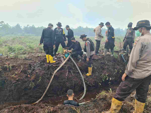 Ratusan Warga Desa dan Aparat Berjibaku Padamkan Kebakaran Hutan di Dumai dan Bengkalis