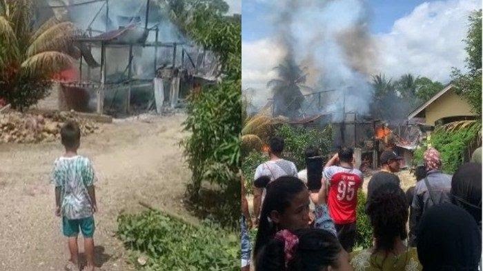 Detik-detik Si Jago Merah Melahap Salah Satu Rumah Warga di Desa Watupute Mowewe Kolaka Timur